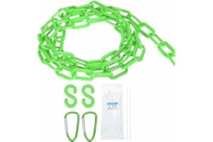 MECCANIXITY Plastic Chain 5 Ft/1.53 M, Safety Chain Green Plastic Chain Link Barrier with Zip Ties Buckle and S-Hooks for Cro