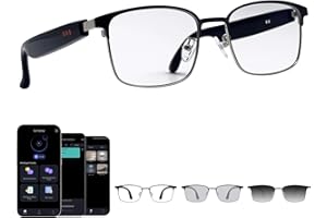 Fecoul Smart Bluetooth Glasses with AI Translation, 164 Languages Translator, with Speaker,Photochromic Lenses, TR90 Frame, 5H Battery Life, Open-Ear Audio for Men & Women, Driving,Travel&Work