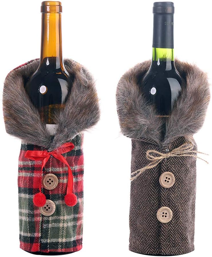 Blevet 2pcs Christmas Red Wine Bottle Cover Bags Gift Holders Xmas