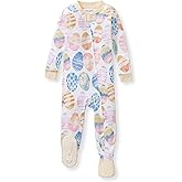 Burt's Bees Baby Baby Girls Sleeper Pajamas, 100% Organic Cotton, One-piece PJs, Diagonal Zip Up Jumpsuit, Snug Fit Footie