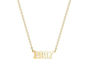 Glimmerst Birthday Year Necklace, 18K Gold Plated Stainless Steel Birth Year Number Pendant Necklace Memorable Anniversary Jewelry for Women Girls
