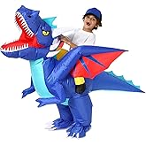 Ozyalo Inflatable Dragon Costume Kids Size, Halloween Blow Up Dinosaur Costume for Boys Girls, Funny Ride On Dinosaur Costume