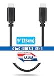 HomeSpot 9" (23cm) USB 3.1 Short Type C Cable, C to C Reversible Hi-Speed for Apple New MacBook, Chromebook Pixel, Nokia N1, Nexus 6P, Nexus 5X, Oneplus 2 and more (1 Pack - Black)