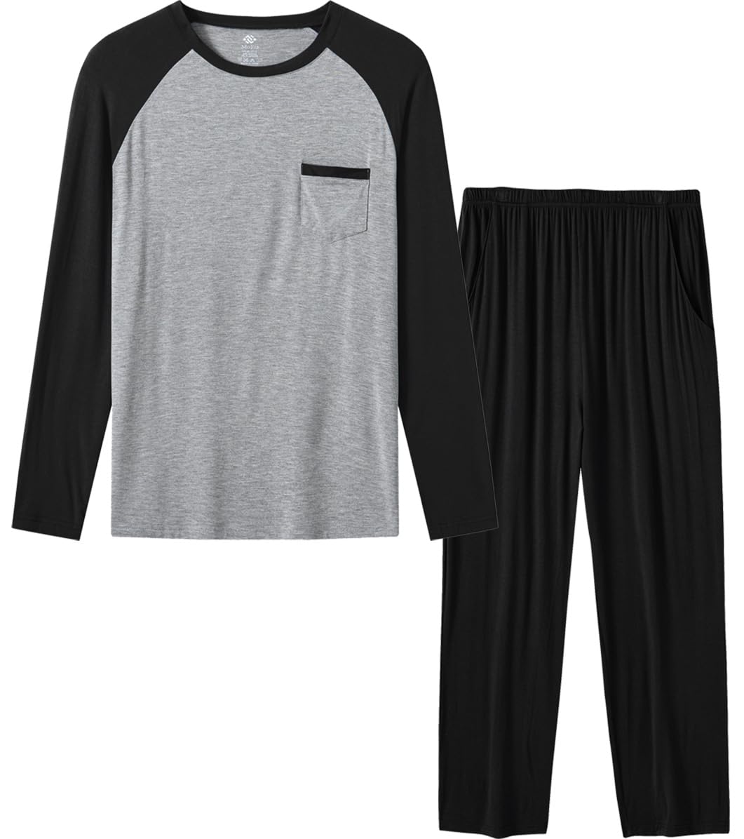 MoFiz Men's Sleep Sets,Modal Pajamas Set Ultra Thin