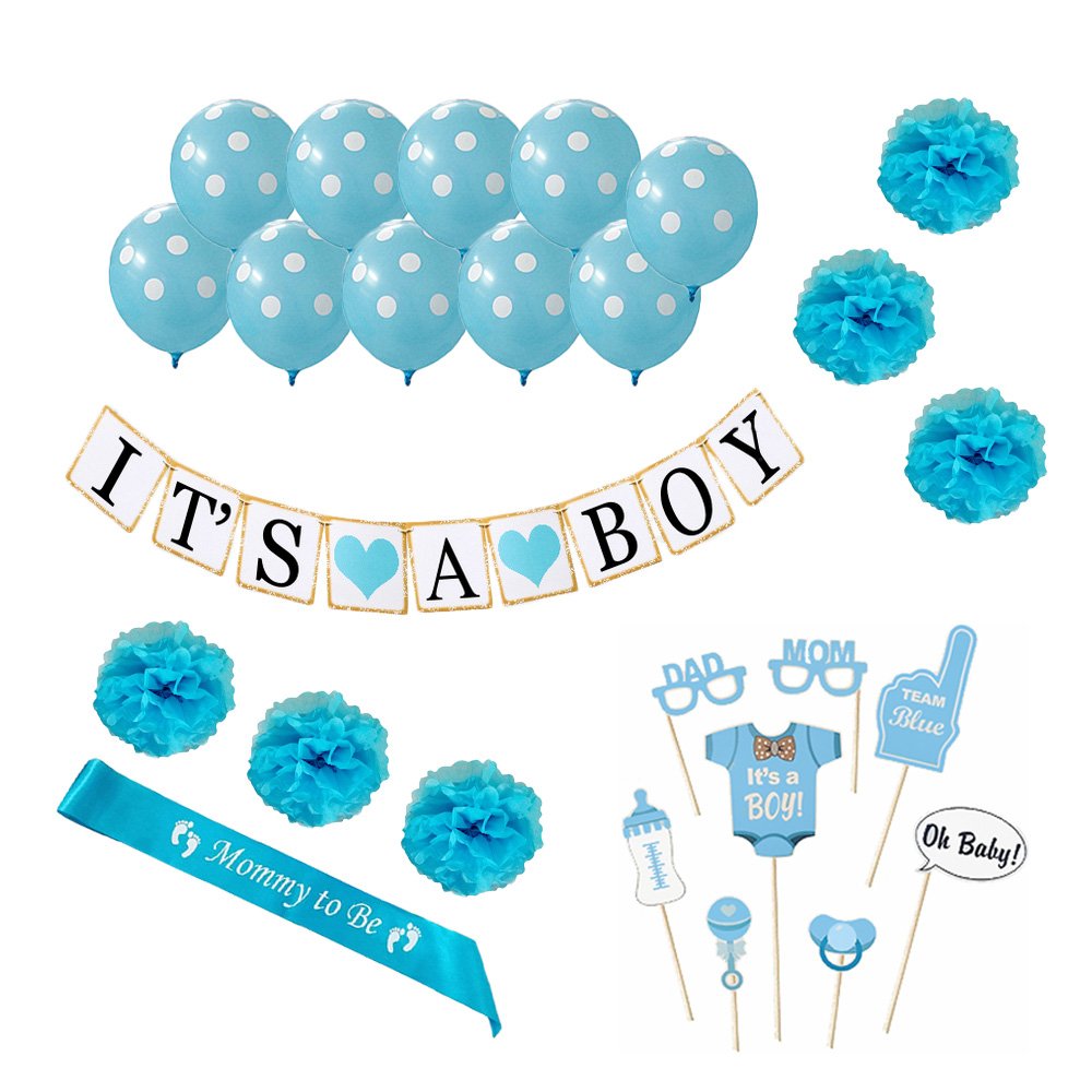 Amazon Com Baby Shower Decorations For Boy 26 Piece Kit Gender