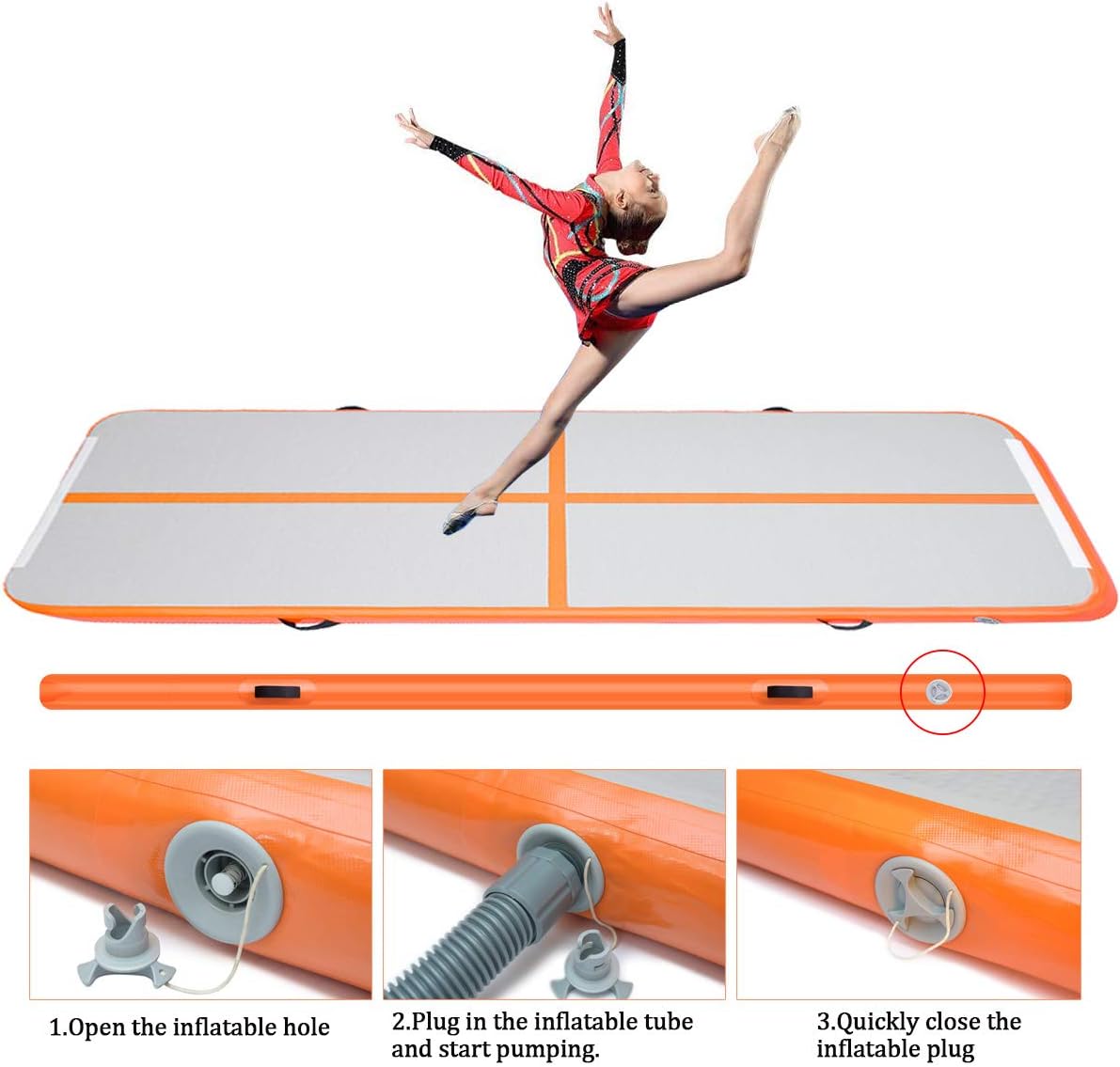 MILAZUL Air Track 10ft Inflatable Gymnastics Mat Airtrack Tumbling Mats Thickness 4 inches for Home Use/Gym/Yoga/Training/Cheerleading/Outdoor/Beach/Park/Water/Kid with Electric Air Pump Carry Bag : Sports & Outdoors