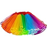 Gvhntk Womens Rainbow Puffy Tutus Layered Tulle Petticoat Skirt Short Vintage Ballet Bubble Skirt for Party