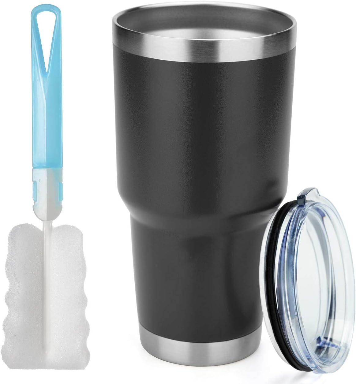 MANYHY 30oz Stainless Steel Tumbler Insulated Double Wall Vacuum Travel Mug with Lid, Durable Coated Thermal Coffee Cup for Cold Drink and Hot Beverage (Black, 1)