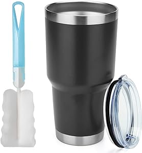 MANYHY 30oz Stainless Steel Tumbler Insulated Double Wall Vacuum Travel Mug with Lid, Durable Coated Thermal Coffee Cup for Cold Drink and Hot Beverage (Black, 1)