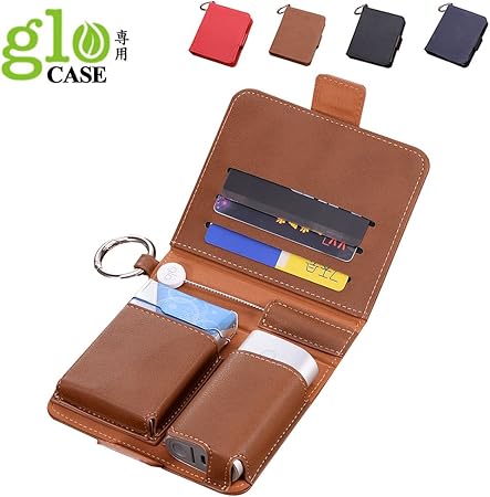 Amazon Co Jp Glo グロー ケース グロー タバコ ケース グロー カバー おしゃれ 可愛い シンプル レザー 財布型 手帳型 オールインワン カード入れ マグネット カラビナ メンズ レディース プレゼント Gloカバー グローケース 人気 ネイビー ブラック 赤 ブラウン