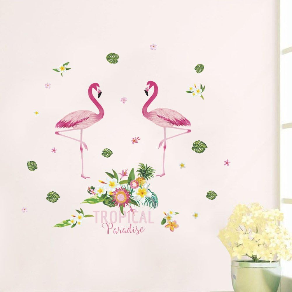 Amazon Zooarts ウォールステッカー 北欧 フラミンゴ 花草 自然風 玄関 寝室 壁紙シール 壁の装飾 環境保護 おしゃれ はがせる インテリア雑貨 ウォールステッカー オンライン通販