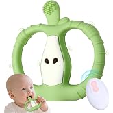 Yayajiao Vibrating Teether with Remote Control, 10-Speed | Soothes gums, autism sensory chew toy, food-grade silicone, apple shape, easy grip, USB rechargeable, easy to clean