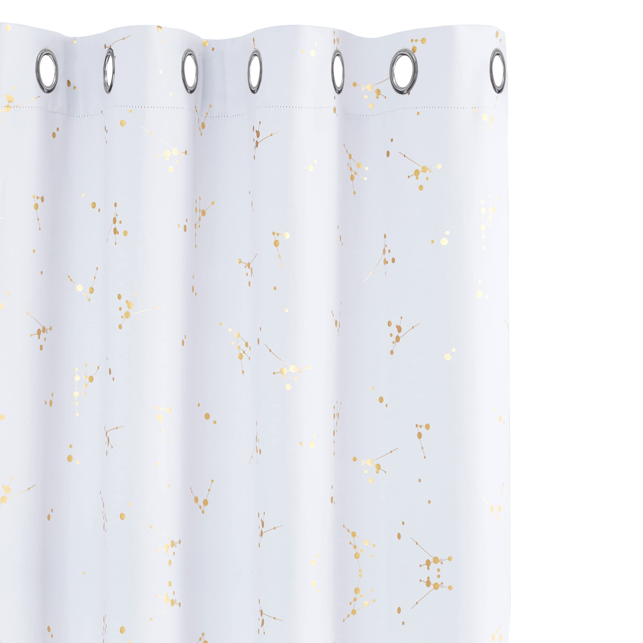 Deconovo Eyelet Blackout Curtains, Gold Constellation Printed, Thermal Insulated for Living Room, 52 x 63 Inch, Silver Grey, 2 Panels
