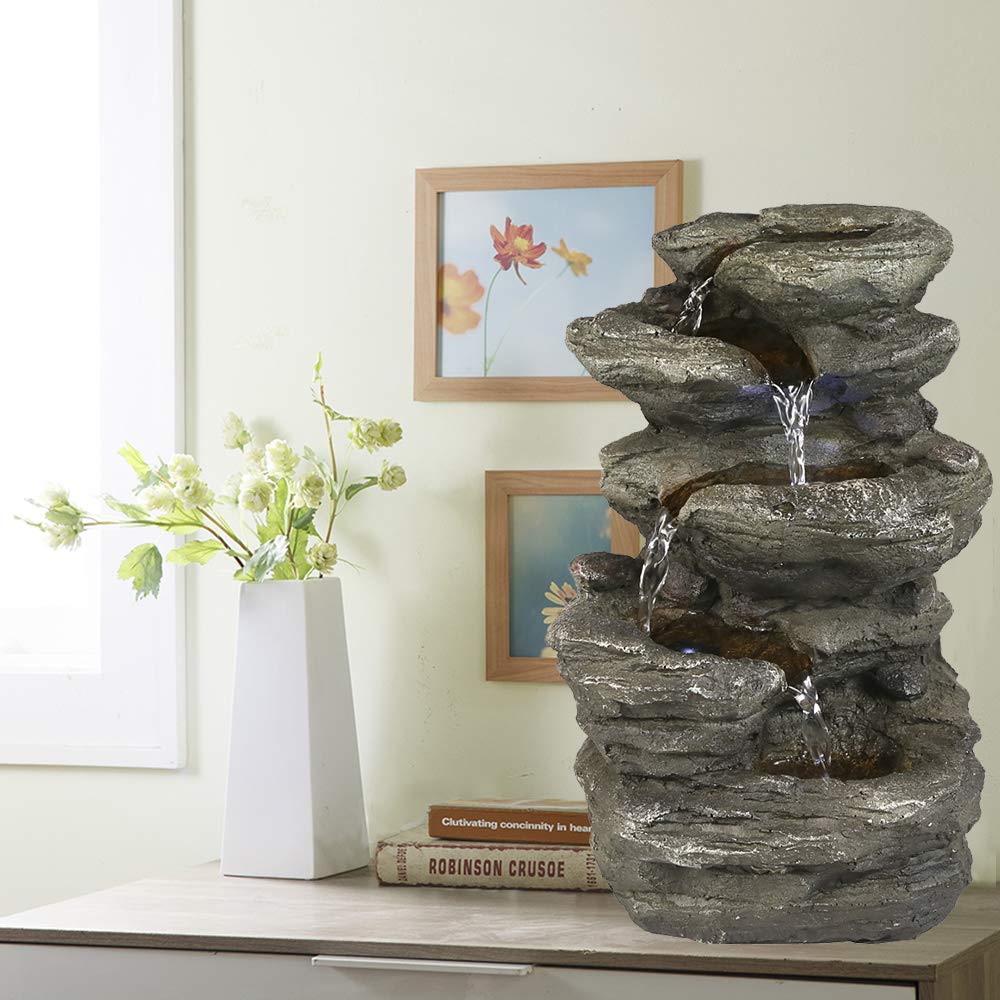 Chillscreamni Resin Crafted Stacked Rock Water Fountain
