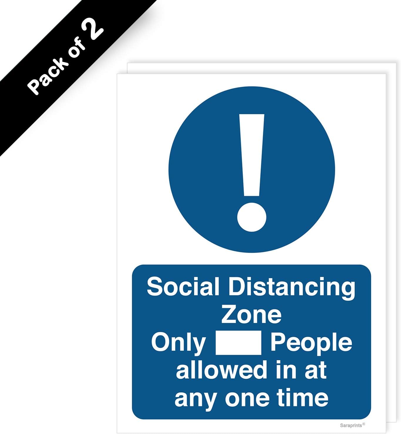 Pack of 2 Social Distancing Signs Waterproof Self Adhesive Stickers 150mm x 200mm V1103 - Image 3