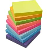 Realzeva Sticky Notes 3x3, Self-Sticky Notes Pad, 8 Pack-100 Sheet/Pad | Bright Colors Sticky Note Pads, Clean Removal, Easy to Post for Blank Desk Note Pads for School, Classroom &amp; Office Supplies