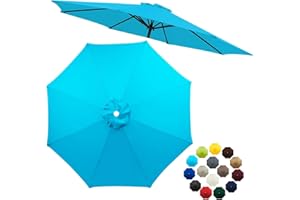 LZXNFZY 6.5ft 7.5ft 9ft 10ft Patio Umbrella Top Canopy Replacement Cloth,6 Ribs 8 Ribs Outdoor Market Table Yard Pool Garden Parasol Umbrella Canopy Replacement UV Protective Covers(Lake Blue,6.5FT(6-ribs))