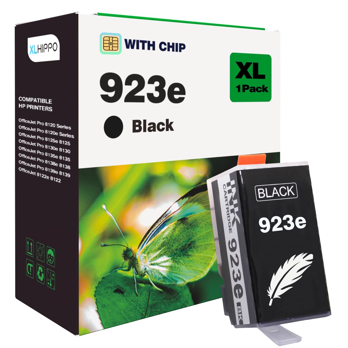 Photo 1 of XLhippo 923e 923XL Black Replacement for HP 923 Black Ink Cartridgs for HP Printers Office Jet Pro 8125e 8135e 8138e 8139e 8130 8130e Series OfficeJet 8122e 8120 Series Printer(1 Pack 923 XL)