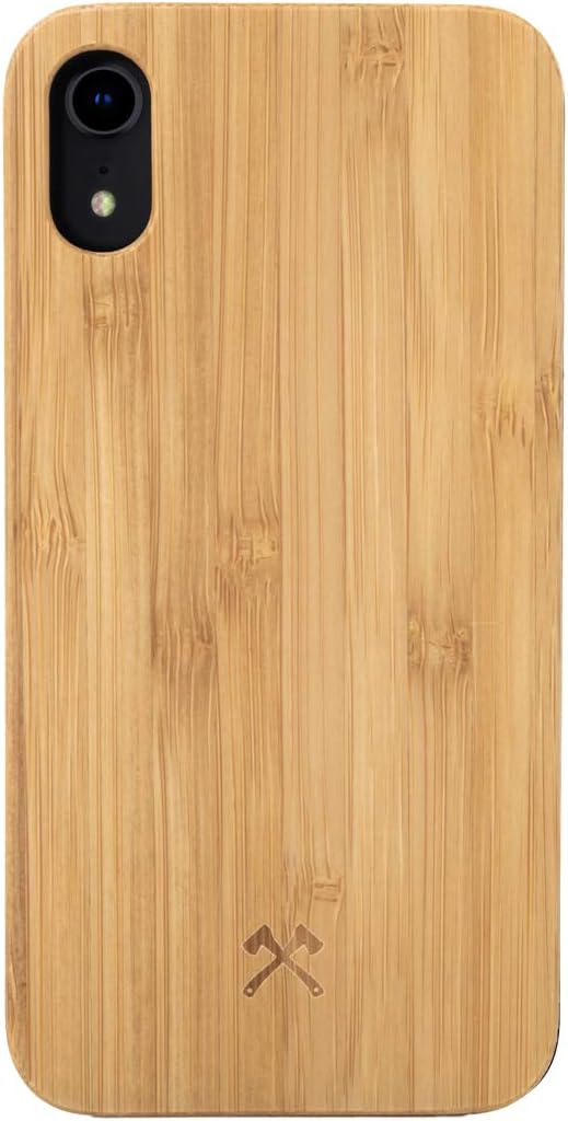 Woodcessories - Case Compatible with iPhone Xr of Real Wood, EcoCase Classic (Bamboo/Black)