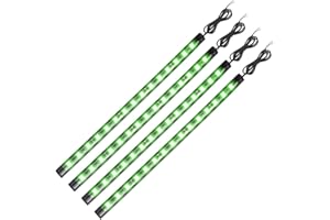 YM E-Bright Green Led Strip Lights for Cars, 10.6 inch 27CM 5050 15 SMD Waterproof Car Underglow Lights Motorcycles Boat Decoration Led Interior Exterior Lights Strip,DC-12V, Pack of 4