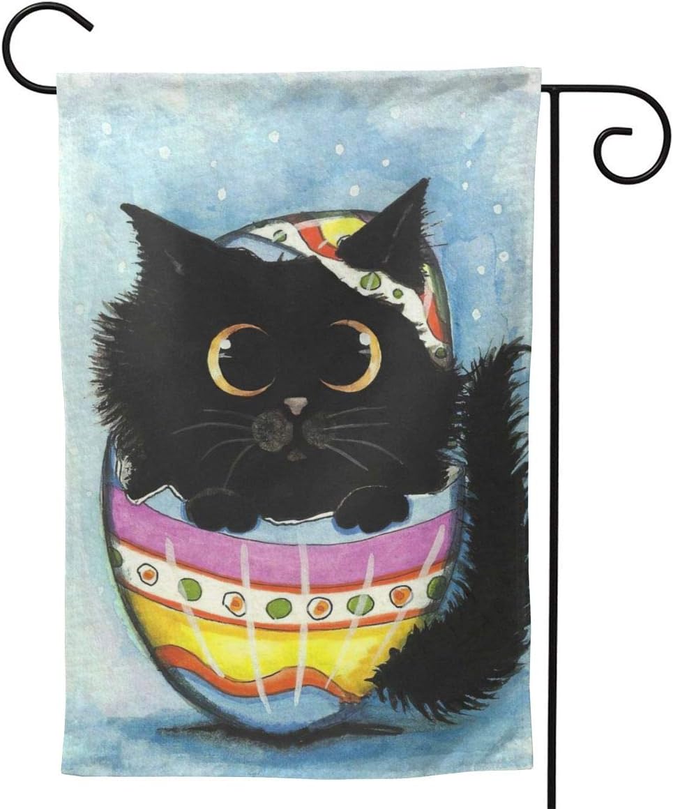 Shark Love Easter Black Cat Born Cute Colored Eggs Seasonal Family Welcome Double Sided Garden Flag Outdoor Funny Decorative Flags for Garden Yard Lawn Decor Party Gift Many Sizes