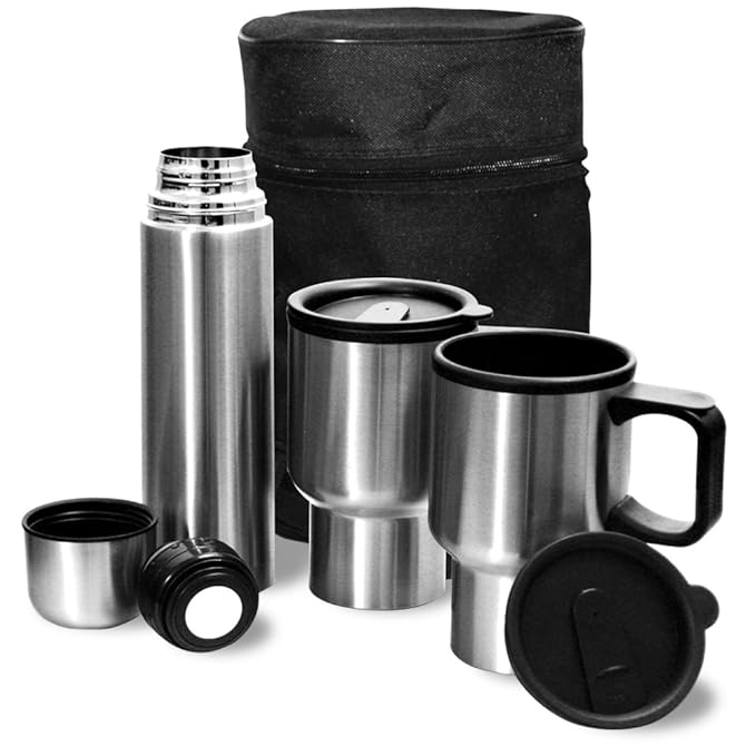 Green Canteen Stainless Steel Travel Mug Set with Thermos and Carrying