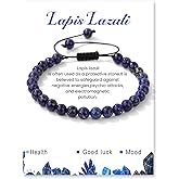 Crystal Bracelet for Women 6mm Natural Stone Bracelets Adjustable Handmade Beaded Bracelets Braided Gemstone Bracelet Healing Crystal Bracelet Crystal Jewelry for Women
