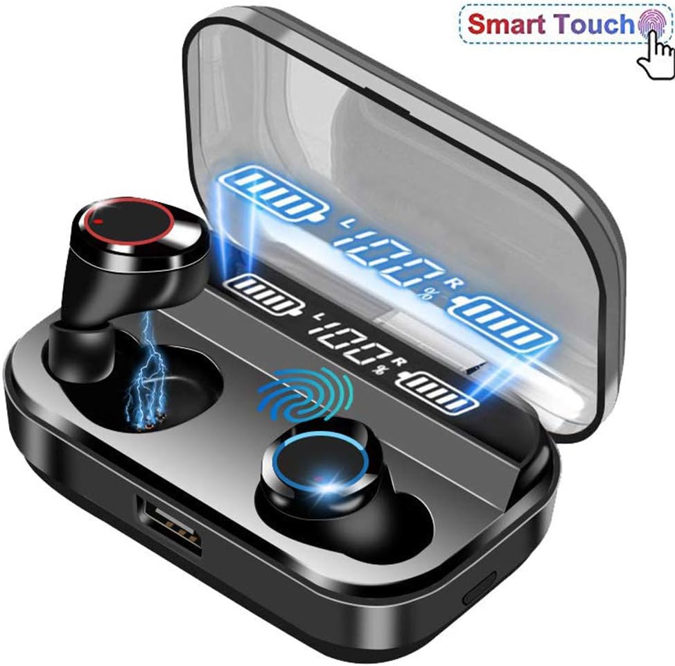 Xflelectronic Wireless Headphones, Bluetooth 5.0 Wireless Earbuds,Stereo Sound,in-Ear Bluetooth Earphones with Mic, with 4000mAh Digital Display Charging Case