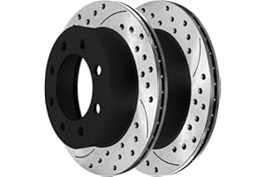 AUTO SHACK AutoShack Black Hat Drilled and Slotted Brake Rotors Front Brake Rotor Replacement Kit for 2005-2010 Ford F-450 Super Duty 2005-2012 F-350 Super Duty 2005-2013 F-250 Super Duty V8 4 X 4 4WD PR64126LR