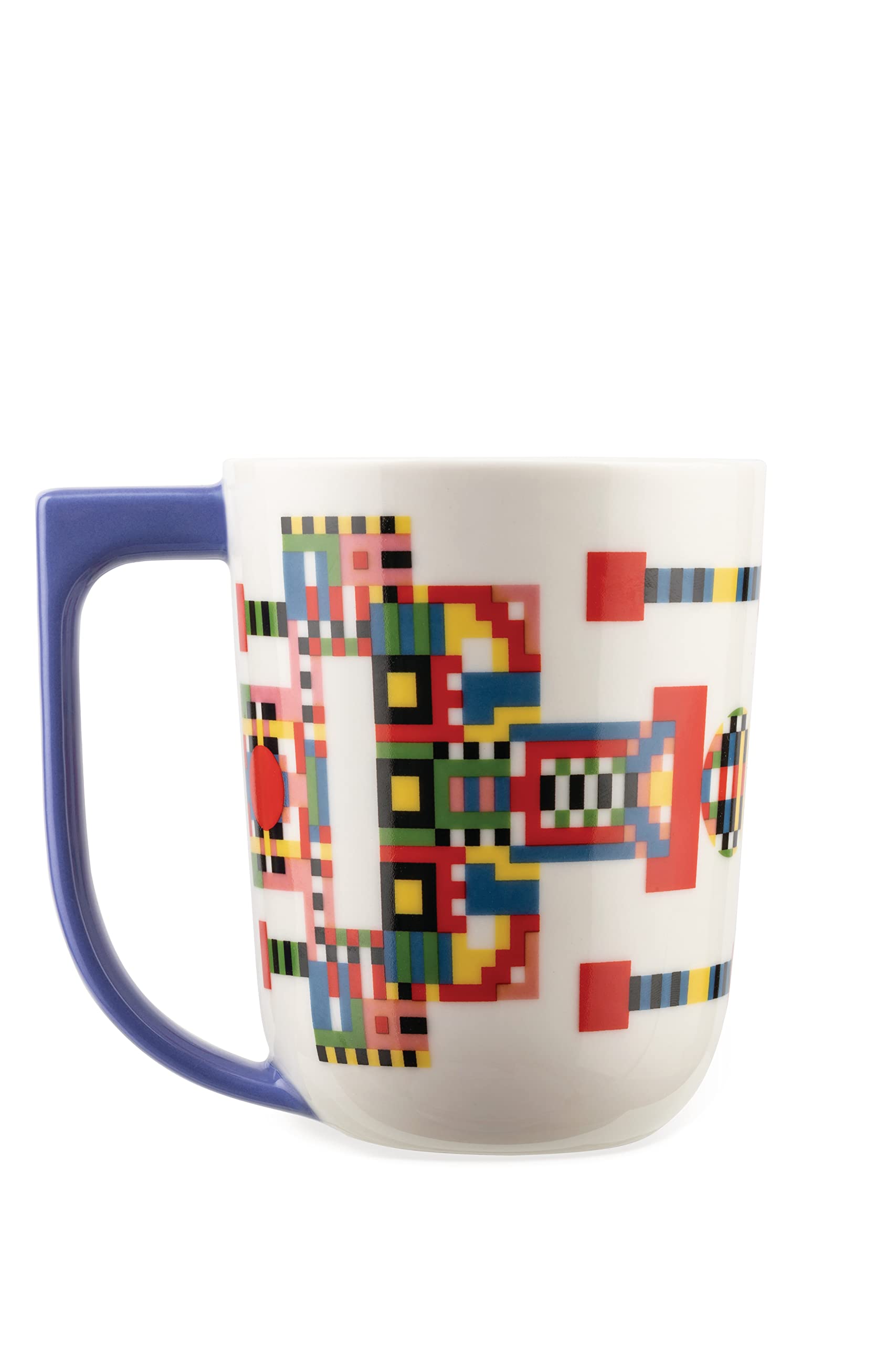 Elena Salmistraro Alessi Holyhedrics ESA09 2 - Design Mug with Balanced Dimensions, in Porcelain Decorated with Hand Applied Decal and Drawn Handle, Capacity 40cl