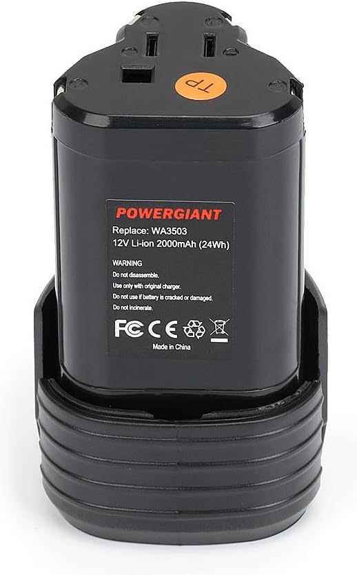 POWERGIANT 12V 2.0Ah Li-ion Replacement Battery for Worx WA3503 WA3509 WX125 WX126 WU288 WX283 WX382.3 WX540.3 WX677