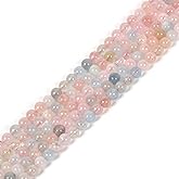 Natural Morganite Beryl Aquamarine 4mm Round Healing Crystal Loose Beads 16 Inch for Jewelry Making Beads