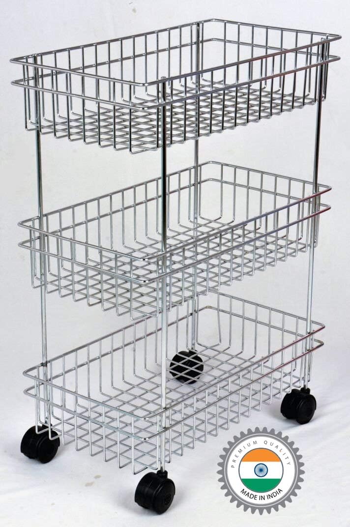 Maharaj Mall Stainless Steel Portable Design 3 Layer Fruit and Vegetable Basket