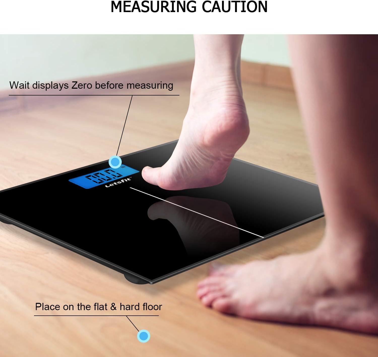 Letsfit Digital Body Weight Scale, Bathroom Scale with Large Backlit Display, Step-On Technology, High accuracy 0.1lb, 400 Pounds Max, 6mm Ultra Slim Design, Included Body Tape Measure: Health & Personal Care
