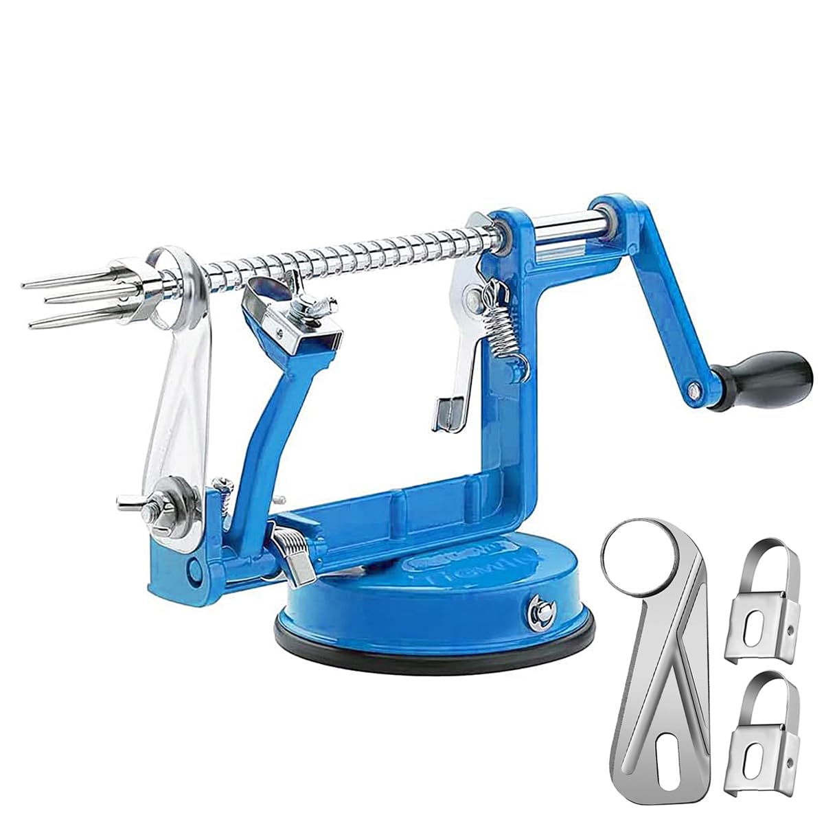 Photo 1 of Apple Peeler Corer, Long lasting Chrome Cast Magnesium Alloy Apple Peeler Slicer Corer with Stainless Steel Blades and Powerful Suction Base for Apples and Potato(Lake Blue)