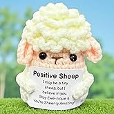 Sheep Desk Decor - Mini Handmade Positive Crochet Animals Sheep Gift for Friends Besties - Emotional Support Crochet - Inspirational Birthday Gifts for Women Men - Crochet Positive Support Sheep