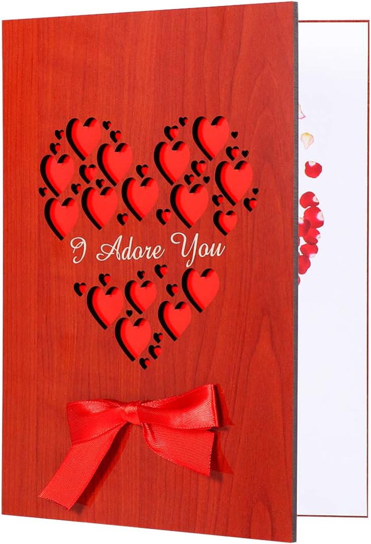 jojofuny Wood Greeting Cards, Hollow Hearts for Valentines Day Mothers Day Souvenir Wedding Anniversary, As Shown, 28 x 19 cm