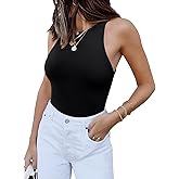 REORIA Butsmooth® Women’s Basic Sexy Sleeveless Racer Back Halter Neck Bodysuit Tank Tops