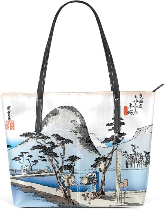 Amazon ハンドバッグ トートバッグ レディース 大きめ 大容量 マザーバッグ 通勤バッグ 軽量 手提げ 肩掛け かばん 大人 シンプル プレゼント 浮世絵 和柄 和風 シューズ バッグ