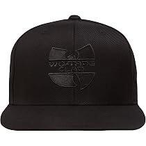 Wu-Tang Clan World Wide Logo Black Snapback Cap, Black, One Size