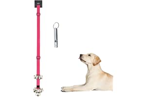 fancigo Dog Doorbell for Dog Training to Go Outside. Dog Door Bells for Potty Training. Adjustable Length by Buckle and Adhesive Hook. (Neon Pink)