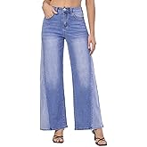 VIPONES Women's Wide Leg Jeans High Waisted Strechy Straight Baggy Jeans for Women Trendy Outfits Denim Pants with Patchwork