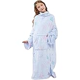 Viviland Wearable Fleece Blanket with Sleeves & Foot Pocket for Kids Lightweight Soft Blanket for Boys and Girls, 47" x 47" Inches