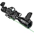 MidTen 4-16x50 AO Tactical Rifle Scope Dual Illuminated Optics & Illuminated Reflex Sight 4 Holographic Reticle Red/Green Dot Sight & Laser Sight & Flashlight