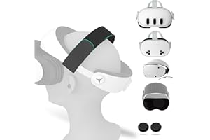 JYXEREM Adjustable PU Comfort Strap & Thumbstick Covers Compatible with PS VR 2/Vision Pro/Quest 3 Lightweight, Pressure-Relieving Headband for Balanced Weight Distribution & Long Play Sessions