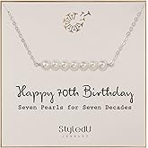 StyledU Pearl Birthday Necklace for Women, Sterling Silver Freshwater Pearl Bar Necklace, 30th 40th 50th 60th 70th Milestone Birthday Gift for Her, Meaningful Handmade Jewelry