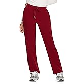 COZYFIT Straight Leg Scrub Pants for Women, Drawstring Soft Stretch, Anti-Wrinkle Women's Scrub Pants with 6 Pockets