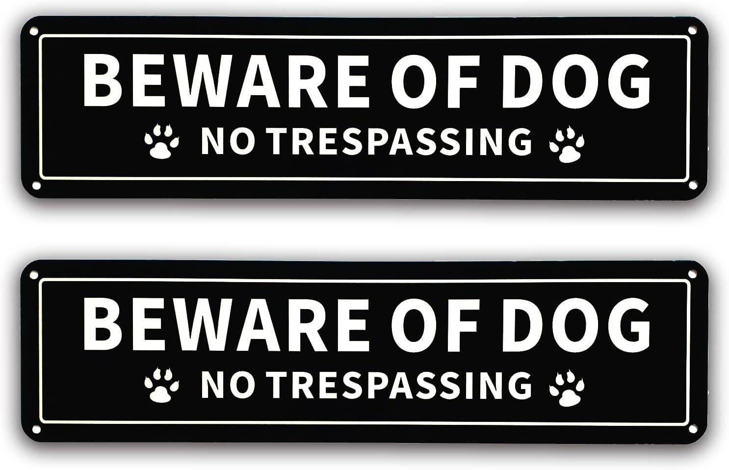 Yard Signs - Beware of Dog No Trespassing Sign, 12x3 Inch Rust Free .040 Aluminum Metal Sign, UV Protected Weatherproof Reflective Warning Dog Sign Indoor or Outdoor Use for Fence Door or Gate (2 Pack)