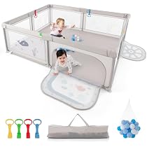 Amazon.com : HONEY JOY Baby Playpen, 81” x 57.5” Extra Large ...