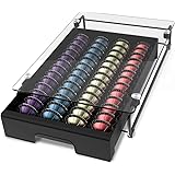 EVERIE Crystal Tempered Glass Top Organizer Drawer Holder Compatible with Nespresso Vertuo Capsules, Compatible with 40 Big o